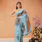 Hiral Fashion Blue Chanderi Cotton Blend Abstract Digital Printed Saree | Swadesiicart
