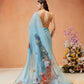 Hiral Fashion Blue Chanderi Cotton Blend Abstract Digital Printed Saree | Swadesiicart