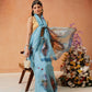 Hiral Fashion Blue Chanderi Cotton Blend Abstract Digital Printed Saree | Swadesiicart