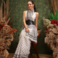 Hiral Fashion White Chanderi Cotton Blend Floral Digital Printed Saree | Swadesiicart