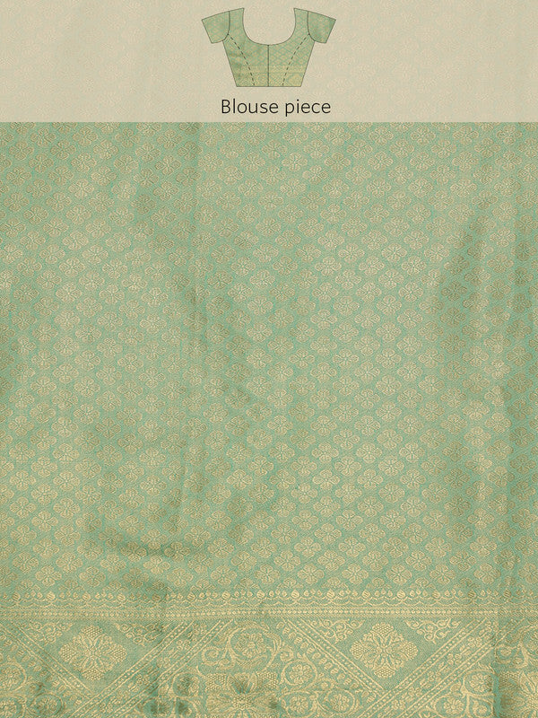 Green Cotton Woven Zari Design Floral Saree with Unstitched Blouse - Hiral Fashion | Swadesiicart