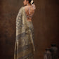 Gray Cotton Woven Zari Design Floral Saree with Unstitched Blouse - Hiral Fashion | Swadesiicart
