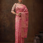 Pink Cotton Woven Zari Design Floral Saree with Unstitched Blouse - Hiral Fashion | Swadesiicart
