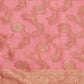 Pink Cotton Woven Zari Design Floral Saree with Unstitched Blouse - Hiral Fashion | Swadesiicart