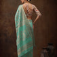 Turquoise Cotton Woven Zari Design Floral Saree with Unstitched Blouse - Hiral Fashion | Swadesiicart