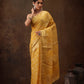 Yellow Cotton Woven Zari Design Floral Saree with Unstitched Blouse - Hiral Fashion | Swadesiicart