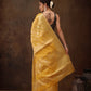 Yellow Cotton Woven Zari Design Floral Saree with Unstitched Blouse - Hiral Fashion | Swadesiicart
