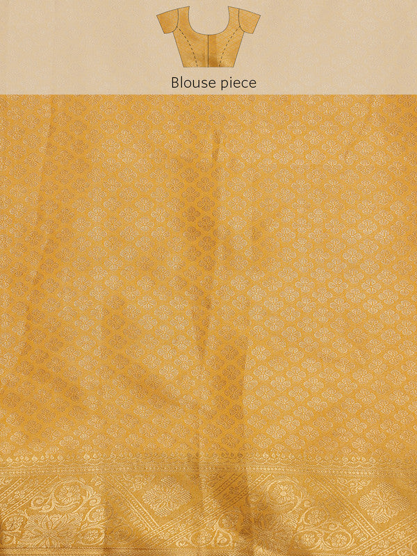 Yellow Cotton Woven Zari Design Floral Saree with Unstitched Blouse - Hiral Fashion | Swadesiicart