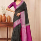 Hiral Fashion Black Banarasi Soft Silk Checks Zari Woven Saree | Swadesiicart