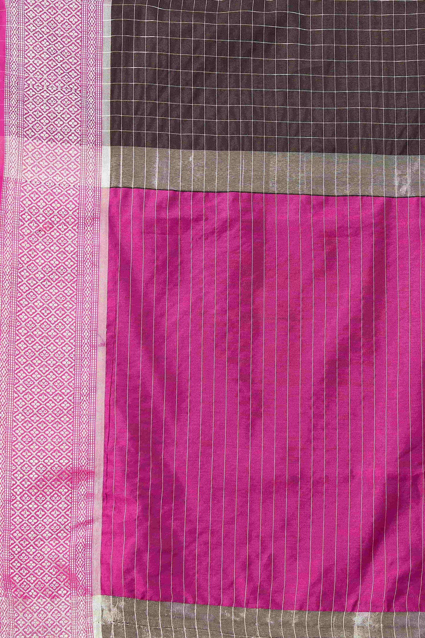 Hiral Fashion Black Banarasi Soft Silk Checks Zari Woven Saree | Swadesiicart