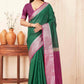 Hiral Fashion Green Banarasi Soft Silk Checks Zari Woven Saree | Swadesiicart