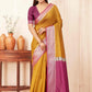 Hiral Fashion Mustard Banarasi Soft Silk Checks Zari Woven Saree | Swadesiicart