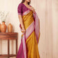 Hiral Fashion Mustard Banarasi Soft Silk Checks Zari Woven Saree | Swadesiicart
