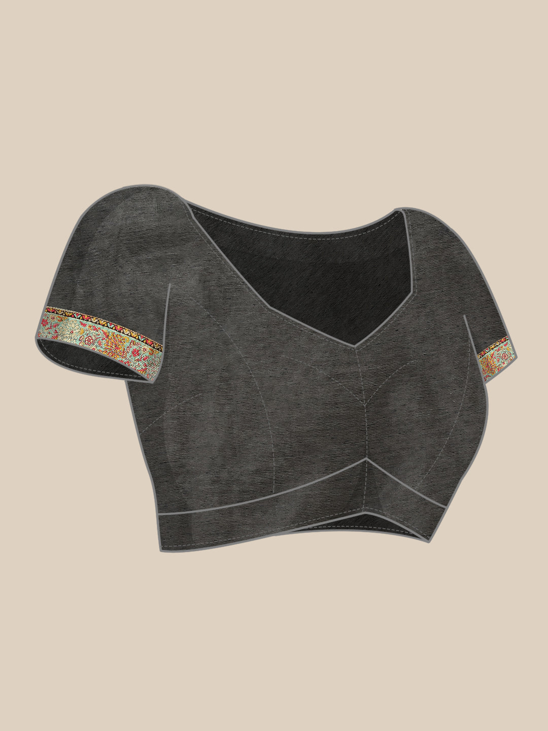 Black Cotton Blend Woven Thread Floral Saree with Unstitched Blouse - Hiral Fashion | Swadesiicart