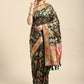 Green Cotton Blend Woven Thread Floral Saree with Unstitched Blouse - Hiral Fashion | Swadesiicart