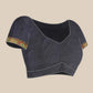 Navy Blue Cotton Blend Woven Thread Floral Saree with Unstitched Blouse - Hiral Fashion | Swadesiicart