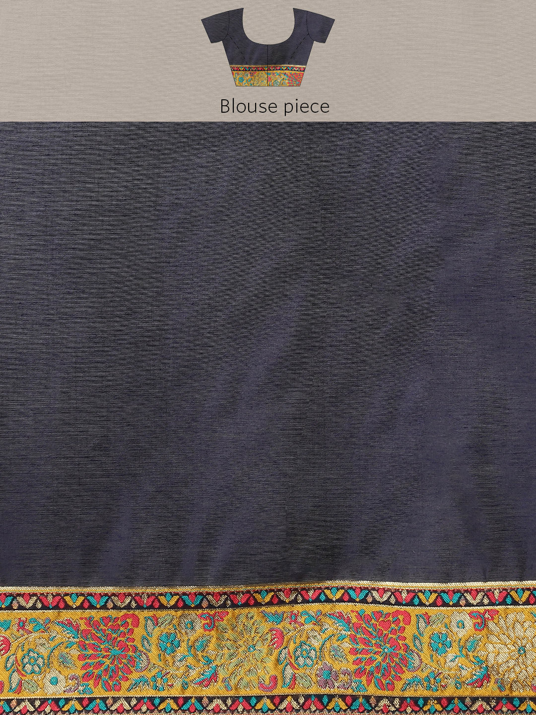 Navy Blue Cotton Blend Woven Thread Floral Saree with Unstitched Blouse - Hiral Fashion | Swadesiicart