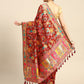 Red Cotton Blend Woven Thread Floral Saree with Unstitched Blouse - Hiral Fashion | Swadesiicart