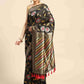 Black Cotton Blend Woven Thread Floral Saree with Unstitched Blouse - Hiral Fashion | Swadesiicart