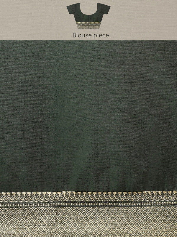 Green Cotton Blend Woven Thread Floral Saree with Unstitched Blouse - Hiral Fashion | Swadesiicart
