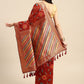 Red Cotton Blend Woven Thread Floral Saree with Unstitched Blouse - Hiral Fashion | Swadesiicart