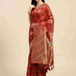Red Cotton Blend Woven Thread Floral Saree with Unstitched Blouse - Hiral Fashion | Swadesiicart