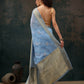 Blue Kota Doria Embroidered Floral Saree with Unstitched Blouse - Hiral Fashion | Swadesiicart