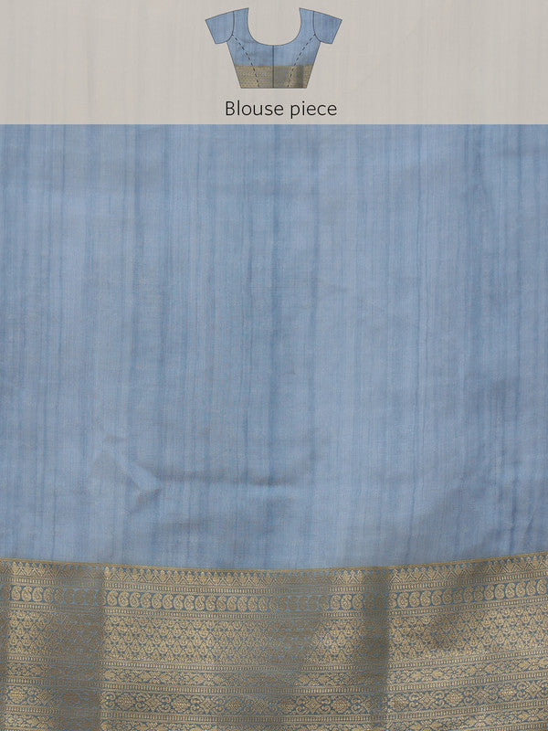 Blue Kota Doria Embroidered Floral Saree with Unstitched Blouse - Hiral Fashion | Swadesiicart