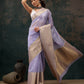 Lavender Kota Doria Embroidered Floral Saree with Unstitched Blouse - Hiral Fashion | Swadesiicart