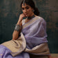 Lavender Kota Doria Embroidered Floral Saree with Unstitched Blouse - Hiral Fashion | Swadesiicart