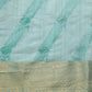 Turquoise Kota Doria Embroidered Floral Saree with Unstitched Blouse - Hiral Fashion | Swadesiicart