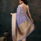 Lavender Kota Doria Embroidered Floral Saree with Unstitched Blouse - Hiral Fashion | Swadesiicart