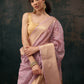 Pink Kota Doria Embroidered Floral Saree with Unstitched Blouse - Hiral Fashion | Swadesiicart