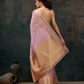 Pink Kota Doria Embroidered Floral Saree with Unstitched Blouse - Hiral Fashion | Swadesiicart