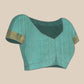 Turquoise Kota Doria Embroidered Floral Saree with Unstitched Blouse - Hiral Fashion | Swadesiicart