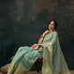 Green Kota Doria Embroidered Floral Saree with Unstitched Blouse - Hiral Fashion | Swadesiicart