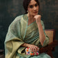 Green Kota Doria Embroidered Floral Saree with Unstitched Blouse - Hiral Fashion | Swadesiicart