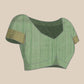 Green Kota Doria Embroidered Floral Saree with Unstitched Blouse - Hiral Fashion | Swadesiicart