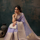 Lavender Kota Doria Embroidered Floral Saree with Unstitched Blouse - Hiral Fashion | Swadesiicart