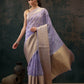Lavender Kota Doria Embroidered Floral Saree with Unstitched Blouse - Hiral Fashion | Swadesiicart