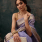 Lavender Kota Doria Embroidered Floral Saree with Unstitched Blouse - Hiral Fashion | Swadesiicart
