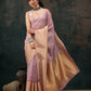 Pink Kota Doria Embroidered Floral Saree with Unstitched Blouse - Hiral Fashion | Swadesiicart