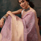 Pink Kota Doria Embroidered Floral Saree with Unstitched Blouse - Hiral Fashion | Swadesiicart