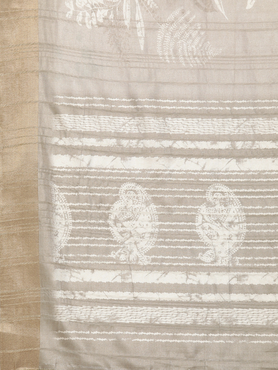 Beige Silk Blend Digital Print Floral Saree with Unstitched Blouse - Hiral Fashion | Swadesiicart
