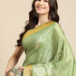 Green Silk Blend Digital Print Floral Saree with Unstitched Blouse - Hiral Fashion | Swadesiicart