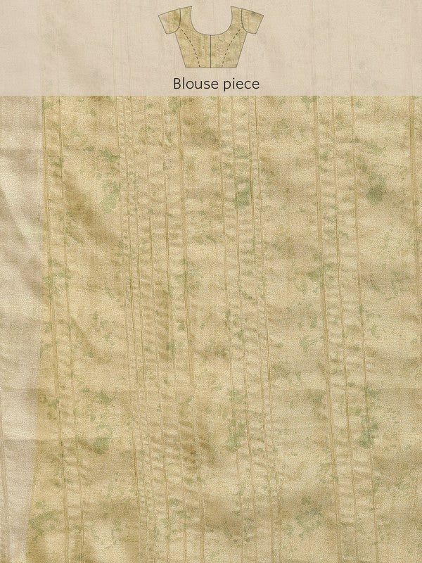 Olive Silk Blend Digital Print Floral Saree with Unstitched Blouse - Hiral Fashion | Swadesiicart