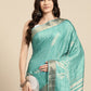 Turquoise Silk Blend Digital Print Floral Saree with Unstitched Blouse - Hiral Fashion | Swadesiicart