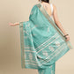 Turquoise Silk Blend Digital Print Floral Saree with Unstitched Blouse - Hiral Fashion | Swadesiicart
