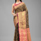 Hiral Fashion Black Banarasi Art Silk Floral Woven Design Saree | Swadesiicart