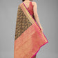 Hiral Fashion Black Banarasi Art Silk Floral Woven Design Saree | Swadesiicart